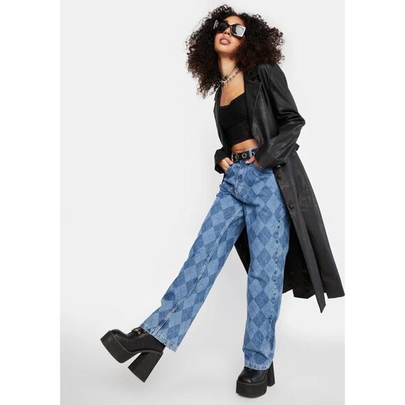 The RAGGED PREIST x Free People Detention Argyle Jeans - Picture 5 of 13